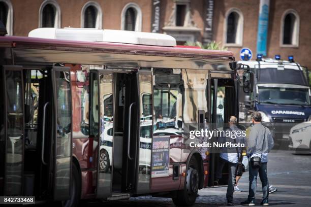 Refugees in Piazza Venezia, Rome, on September 4, 2017. The police evicted the tent camp of refugees in Piazza Venezia, where they had set up a camp...