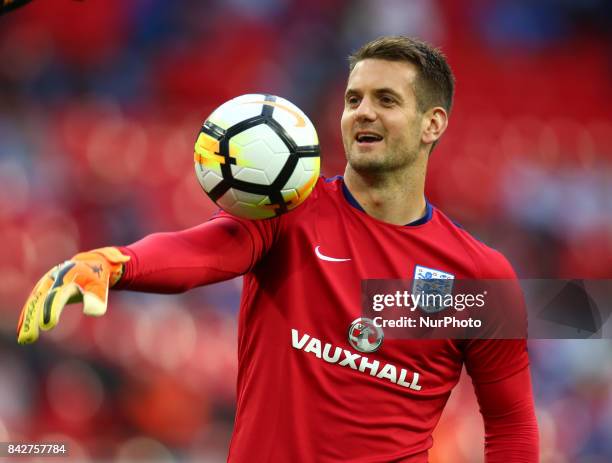 England's Tom Heaton during the pre-match warm-up during World Cup Qualifying - European Group F match between England and Slovakia at Wembley...