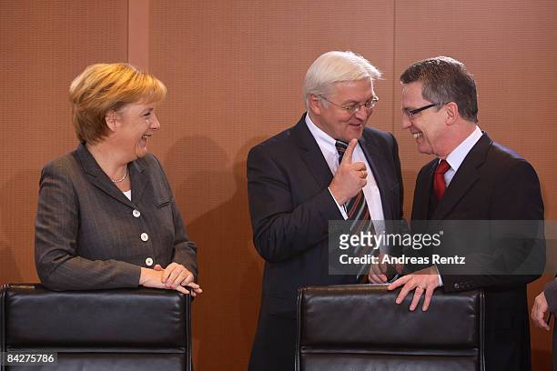 German Chancellor Angela Merkel, German Foreign Minister and Vice Chancellor Frank-Walter Steinmeier and Thomas de Maiziere, Head of the federal...