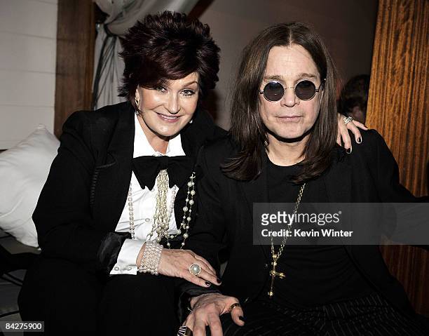 Sharon Osbourne and Ozzy Osbourne attend the 2009 Fox Winter All-Star Party at My House on January 13, 2009 in Los Angeles, California.