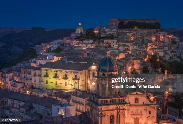 aerial view of ragusa ibla, sicily, italy - ragusa sicily stock pictures, royalty-free photos & images