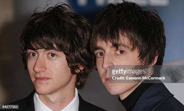 Alex Turner and Miles Kane of The Last Shadow Puppets arrive at The Nationwide Mercury Prize at Grosvenor House Hotel on September 9, 2008 in London,...