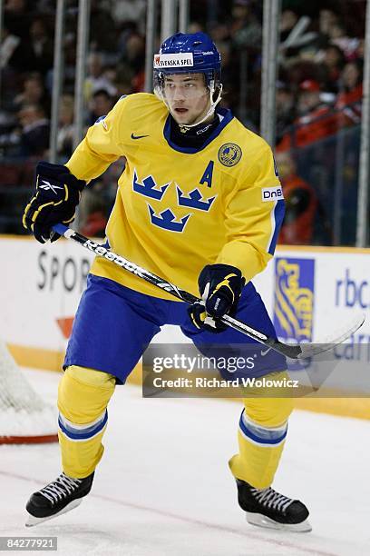 Victor Hedman of Team Sweden skates during the game against Team Russia at the IIHF World Junior Championships at the Ottawa Civic Centre on December...