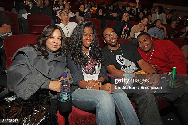 Juanita Jordan, Jasmin Jordan, Marcus Jordan and John Jordan attends a Screening of "Notorious" in Chicago at AMC River East on January 12, 2009 in...