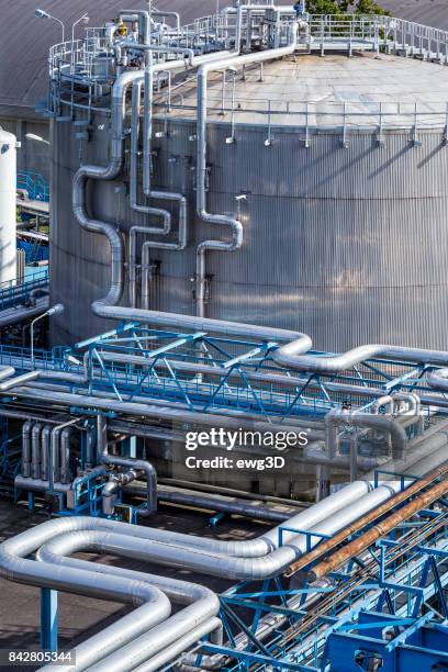 steel pipelines in the refinery - gas compressor stock pictures, royalty-free photos & images