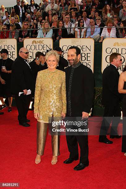 Actress Glenn Close and actor Tony Shalhoub arrive at the 66th Annual Golden Globe Awards held at the Beverly Hilton Hotel on January 11, 2009 in...