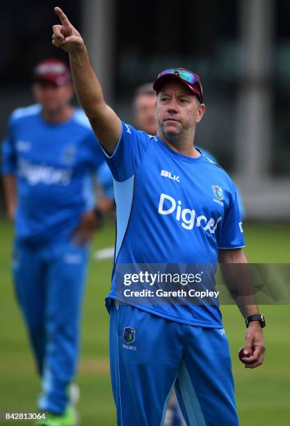 West Indies coach Stuart Law during a nets session at Lord's Cricket Ground on September 5, 2017 in London, England.