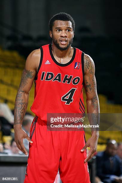 Jamaal Tatum of the Idaho Stampede looks up court during day 2 of the D-League Showcase against the Fort Wayne Mad Ants at McKay Events Center on...