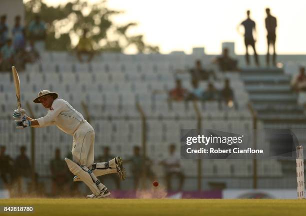 Peter Handscomb of Australia bats during day two of the Second Test match between Bangladesh and Australia at Zahur Ahmed Chowdhury Stadium on...