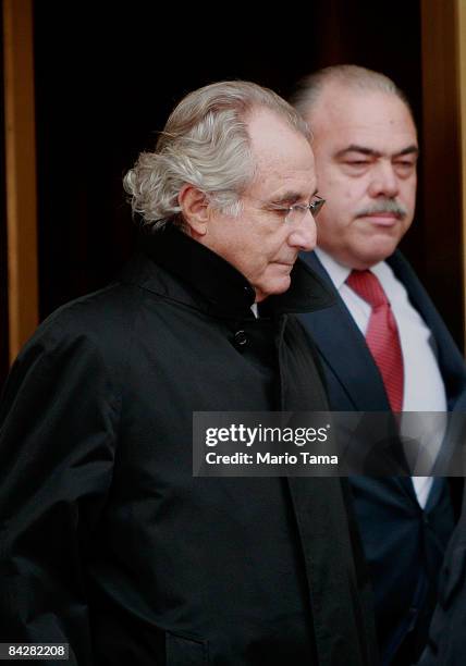 Accused financier Bernard Madoff leaves federal court January 14, 2009 in New York City. A federal judge denied another bid by prosecutors to jail...