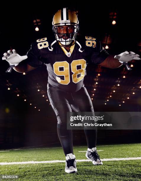 Defensive Tackle Sedrick Ellis of the New Orleans Saints poses for a photo at the New Orleans Saints training facility in Metairie, Louisiana.