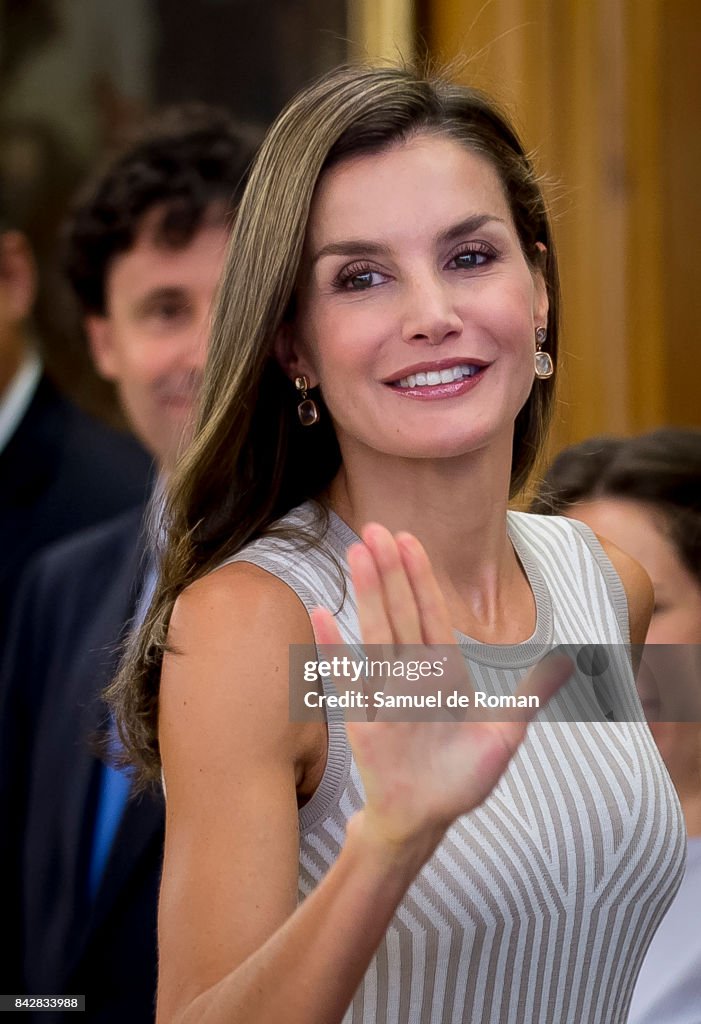 Queen Letizia Attends Audiences At Zarzuela Palace...