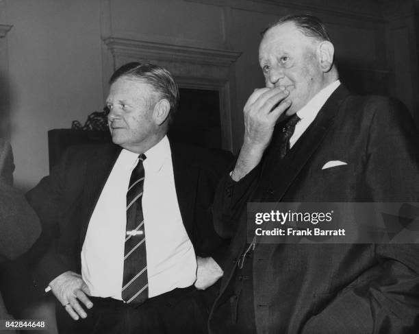 Alan Hardaker , the Secretary of the Football League with Burnley chairman Bob Lord, before a meeting of Football League Club chairmen at the...