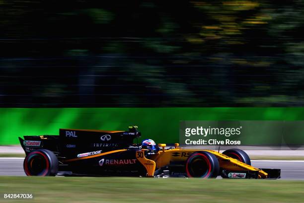 Jolyon Palmer of Great Britain driving the Renault Sport Formula One Team Renault RS17 on track during the Formula One Grand Prix of Italy at...