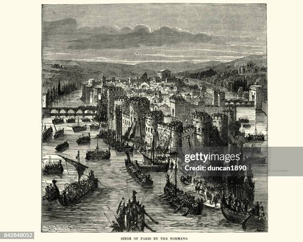 siege of paris (885–86) - viking warrior stock illustrations