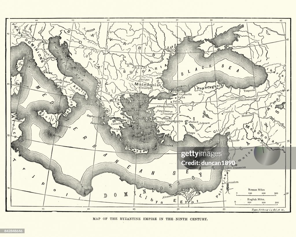 Karte des byzantinischen Reiches im 9. Jahrhundert