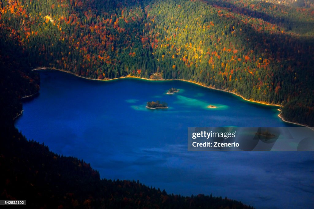 Beautiful Eibsee Lake in Autumn, Garmisch-Partenkirchen, Bavaria, Germany