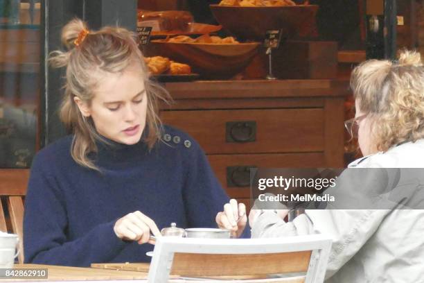 Cressida Bonas is seen as she enjoyed lunch with a friend at Baker & Spice, on September 04, 2017 in London, England.