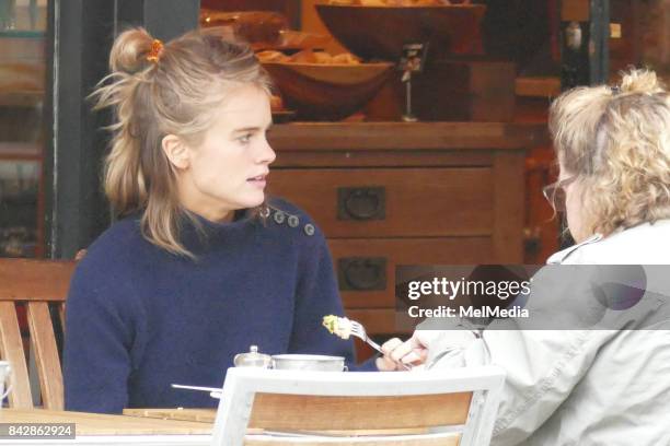 Cressida Bonas is seen as she enjoyed lunch with a friend at Baker & Spice, on September 04, 2017 in London, England.