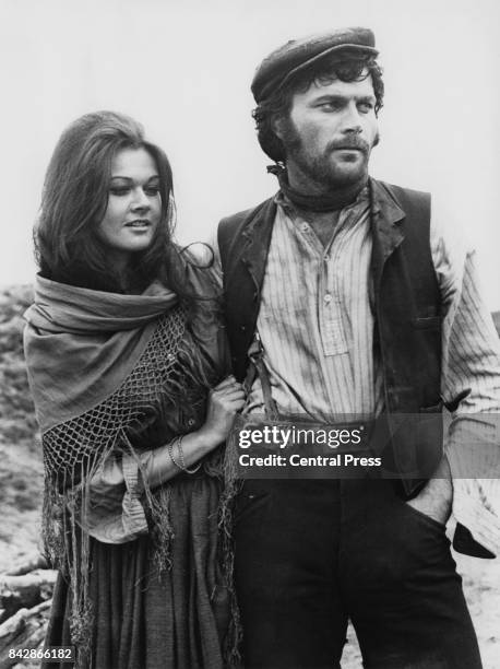 Actors Imogen Hassall and Franco Nero on the set of the film 'The Virgin And The Gypsy', England, 9th September 1969. The film is based on the novel...