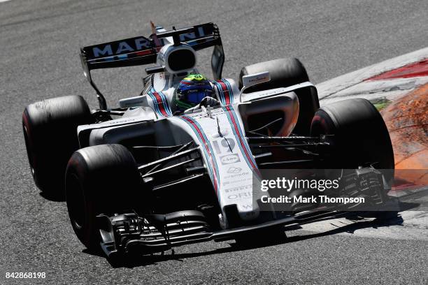 Felipe Massa of Brazil driving the Williams Martini Racing Williams FW40 Mercedes on track during the Formula One Grand Prix of Italy at Autodromo di...