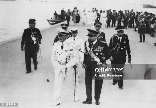 German military leader Hermann Goering with Marshal Italo Balbo in Tripoli, Libya, 12th April 1939.