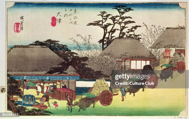 Otsu, illustration from 'Fifty Three Stations of the Tokaido Road', pub. By Takenouchi Magohachi, c.1831-4