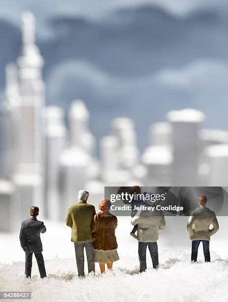 figurines and frozen city - figurine bildbanksfoton och bilder