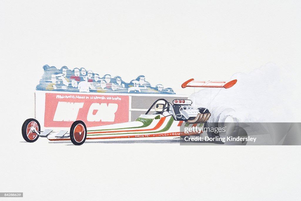 Drag Racing Track With Paper Illustration Of Drag Car On Drag Racing Track High-Res Vector Graphic ...