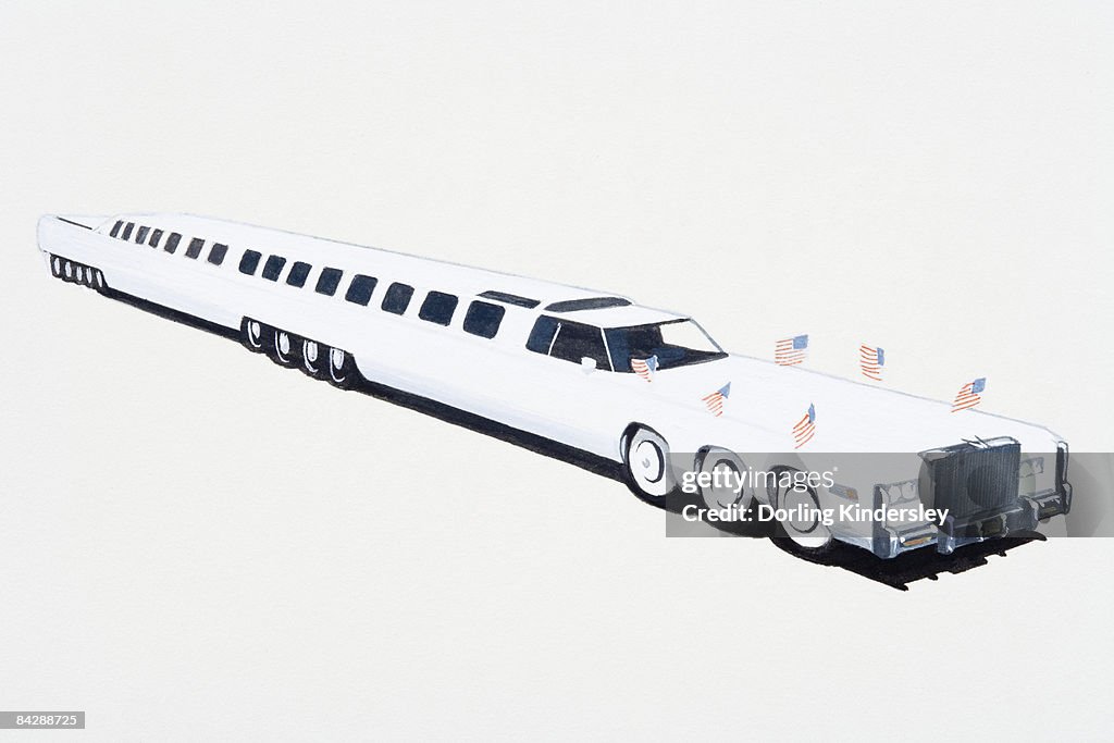 Illustration of record breaking stretch limousine
