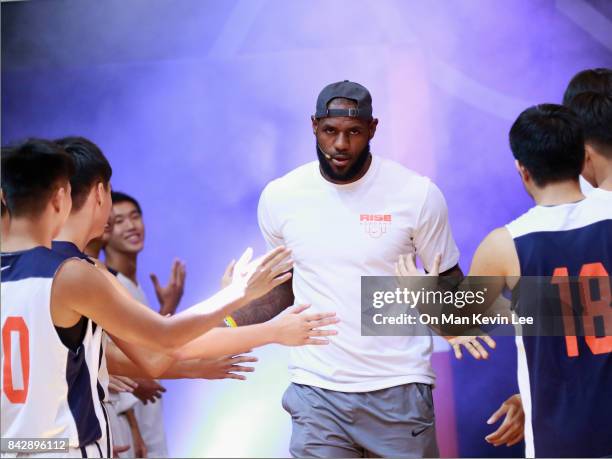 LeBron James attends NIKE RISE ACADEMY training session with local Jing Ying Tournament players and Rise Academy players on September 5, 2017 at...