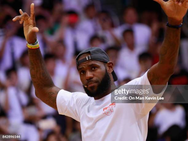 LeBron James attends NIKE RISE ACADEMY training session with local Jing Ying Tournament players and Rise Academy players on September 5, 2017 at...