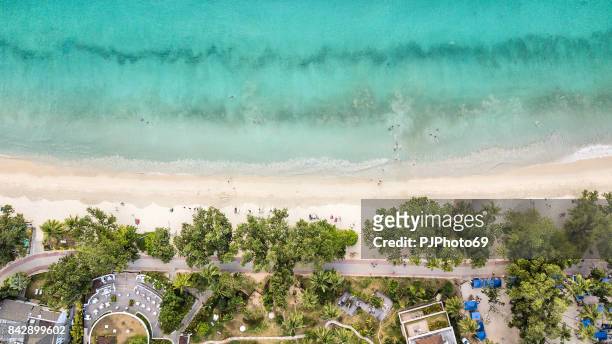aerial view of anse beau vallon - mahe - seychelles - pjphoto69 stock pictures, royalty-free photos & images