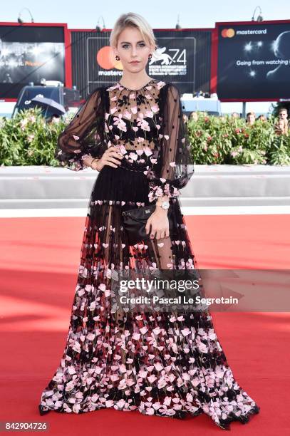 Caroline Daur walks the red carpet ahead of the 'The Third Murder ' screening during the 74th Venice Film Festival at Sala Grande on September 5,...