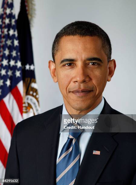 In this photo provided by the Obama Transition Office, U.S. President-elect Barack Obama poses for an official portrait on January 13, 2009 in...