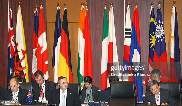 Australian Transport Minister Anthony Albanese attends the Ministrial Conference On Global Environment And Energy In Transport at Tokyo Prince Hotel...