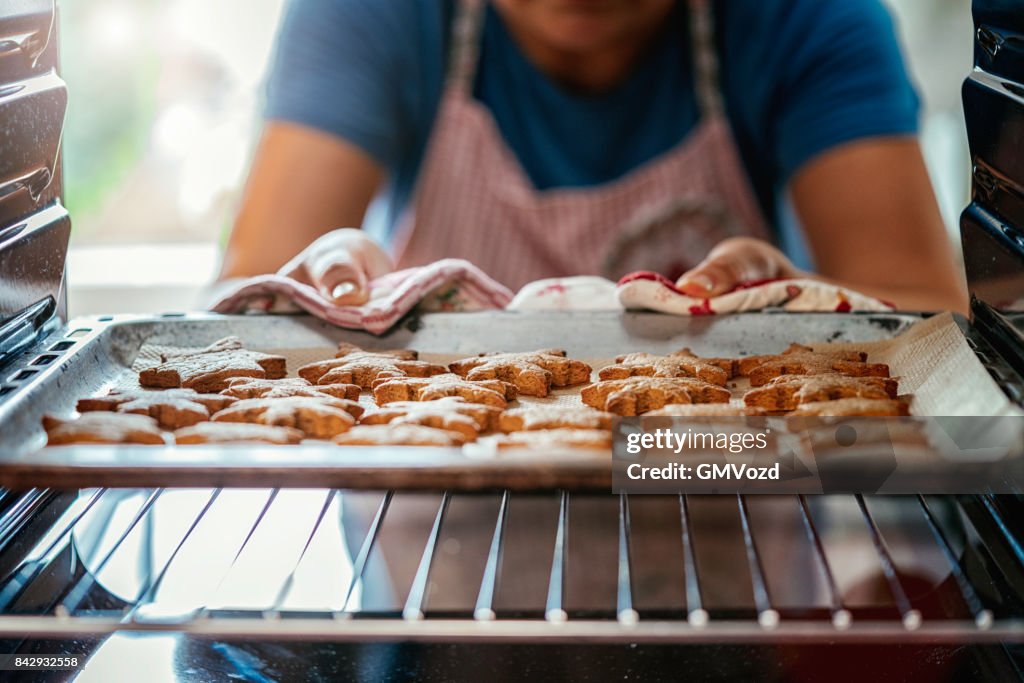 Baking Gingerbread Cookies in the Oven