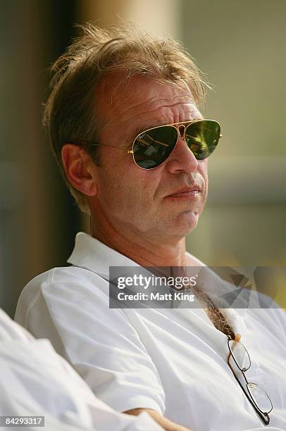 Socceroos coach Pim Verbeek watches the football match between Australia and China during day two of the Australian Youth Olympic Festival at the...