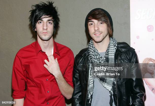 Guitarist Jack Barakat and lead vocalist Alex Gaskarth from the American pop punk band "All Time Low" arrive at Showtime's "Secret Diary of a Call...