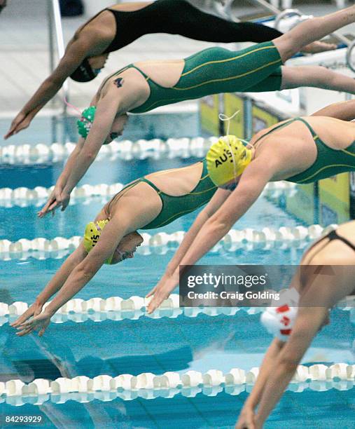 Katie Goldman of Australia starts the women's 200 M freestyle final during the swimming on day two of the Australian Youth Olympic Festival at the...