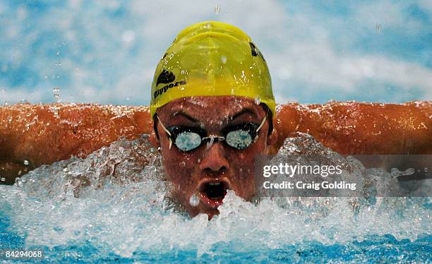 Australias Luke Stirton , who won the bronze medal in the mens 200M Butterfly final during the swimming on day two of the Australian Youth Olympic...