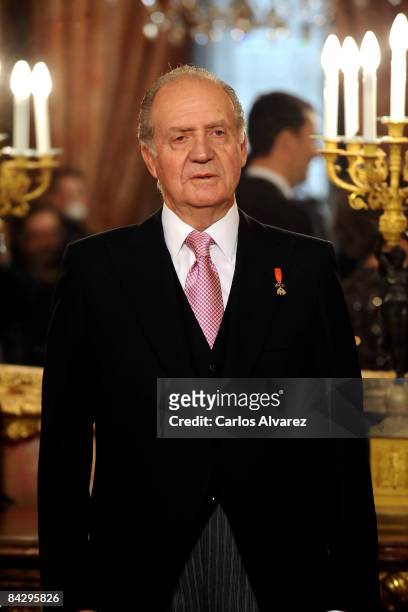 King Juan Carlos of Spain attends the annual Foreign Ambassadors Reception, at The Royal Palace on January 15, 2008 in Madrid, Spain.
