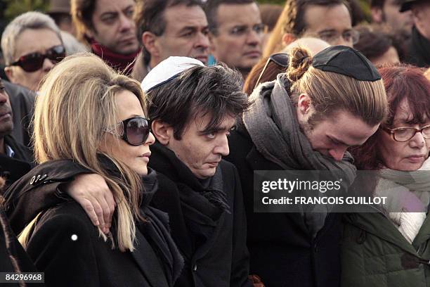 Last companion of French filmmaker and producer Claude Berri, Nathalie Rheims, his sons Thomas and Darius Langmann and his sister Arlette attend...