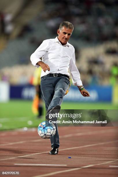 Carlos Quieroz head coach of Iran react during FIFA 2018 World Cup Qualifier match between Iran v Syria on September 5, 2017 in Tehran, Iran.