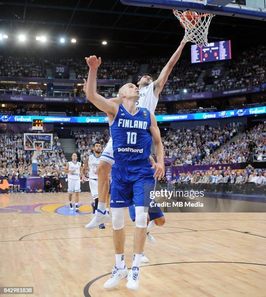 Tuukka Kotti of Finland and Kostas Papanikolaou of Greece during the FIBA Eurobasket 2017 Group A match between Greece and Finland on September 5,...