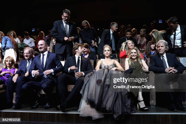Darren Aronofsky , Javier Bardem, Jennifer Lawrence, Michelle Pfeiffer and David E. Kelley attend the world premiere of 'mother! during the 74th...