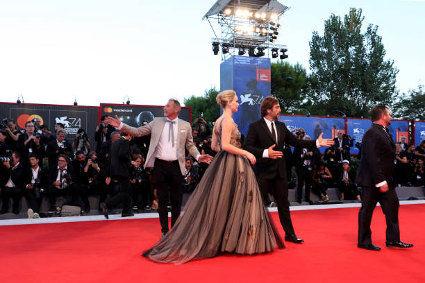Jennifer Lawrence and Javier Bardem walk the red carpet ahead of the 'mother!' screening during the 74th Venice Film Festival at Sala Grande on...