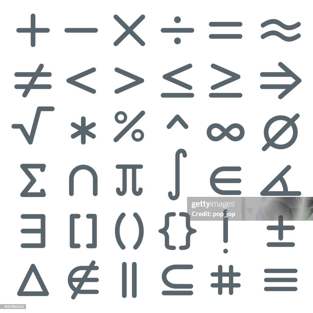 Math symbols, mathematic icon set
