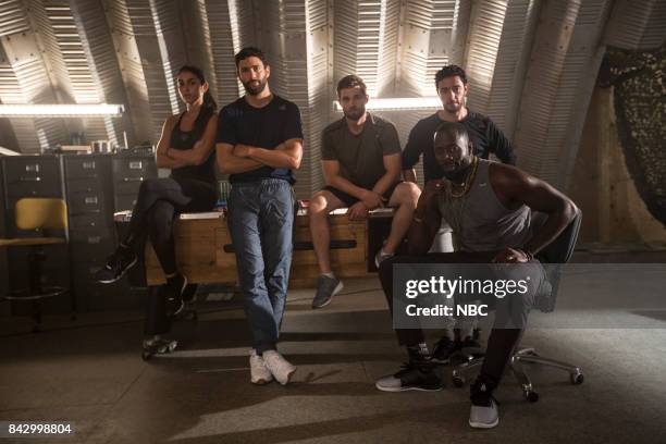 Cast Fitness Promo" -- Pictured: Natacha Karam, Noah Mills, Mike Vogel, Hadi Tabbal, Demetrius Grosse --