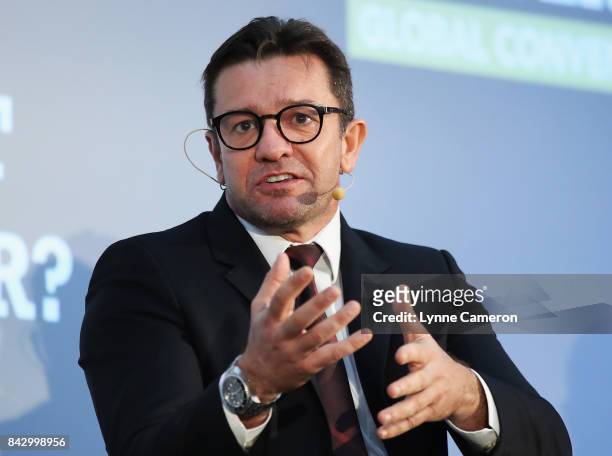 Daniel Cravo, Cravo, Pastl & Balbuena Senior Partner talks during day 2 of the Soccerex Global Convention at Manchester Central Convention Complex on...
